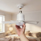 Socket Fan with LED Light & Remote Control | E27 Ceiling Fan, 41cm