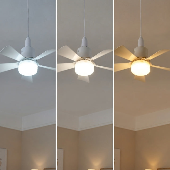 Socket Fan with LED Light & Remote Control | E27 Ceiling Fan, 41cm