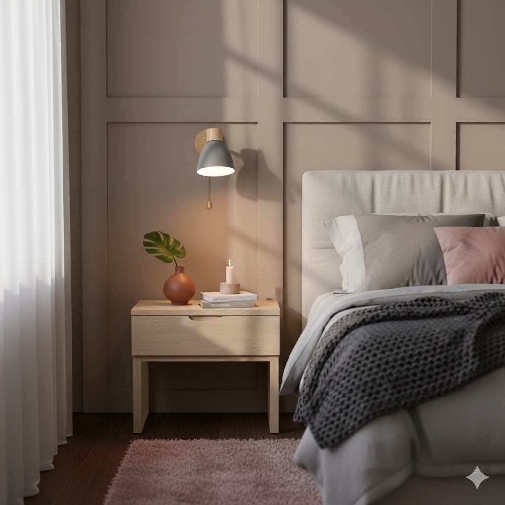 Nina | Wall Sconce | Modern Minimalist LED, Wooden Cone, 1-Light | Iron & Wood