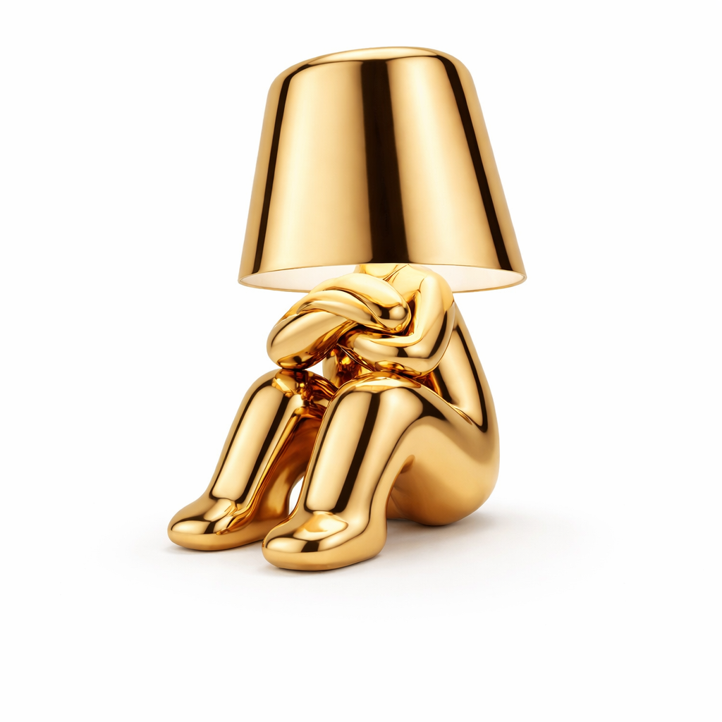 Designer Table Lamp - Modern Chrome Gold Accent Light