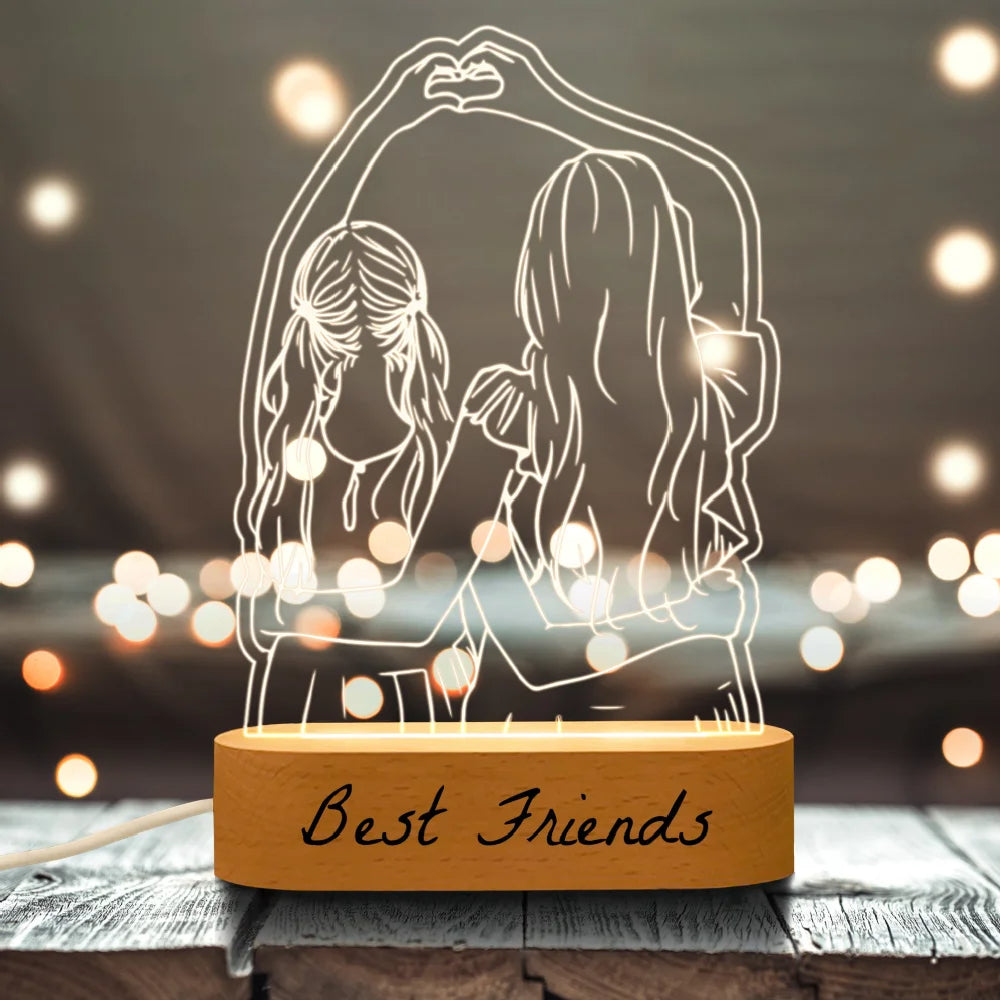 Personalised photo lamp with LED light, acrylic gift for couples