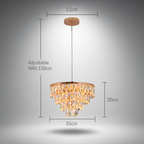 Gold crystal mini chandelier 35cm with integrated LED and 3 colour settings