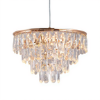 Gold crystal mini chandelier 35cm with integrated LED and 3 colour settings
