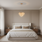 Gold crystal mini chandelier 35cm with integrated LED and 3 colour settings