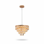 Gold crystal mini chandelier 35cm with integrated LED and 3 colour settings