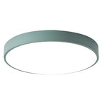 Low profile round LED ceiling light with acrylic diffuser and minimal frame
