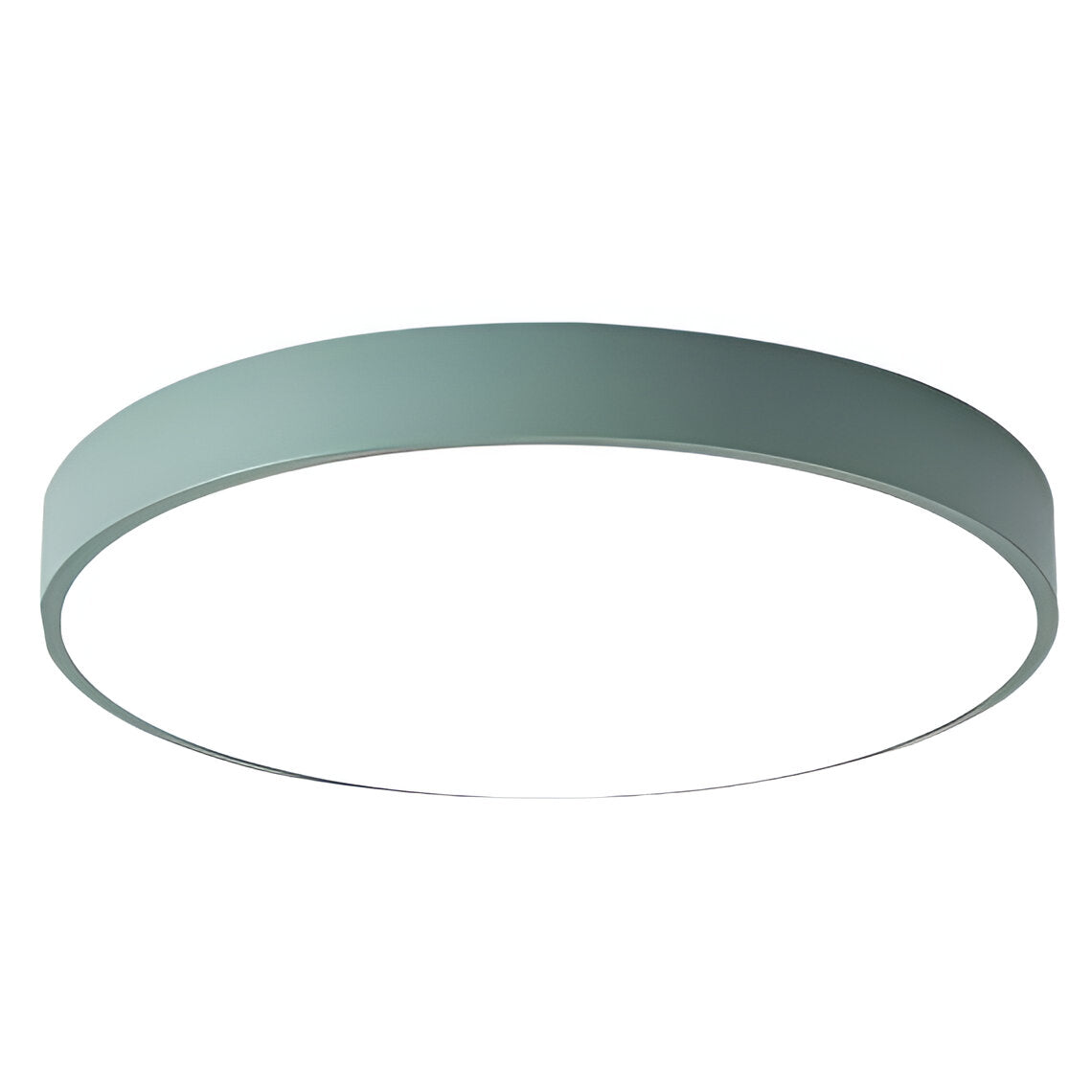 Low profile round LED ceiling light with acrylic diffuser and minimal frame
