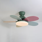 DC ceiling fan with LED light petal-shaped acrylic 6-blade Nordic design