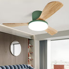 DC ceiling fan with LED light, Nordic wood blades, 6-speed DC motor, warm white 3000K