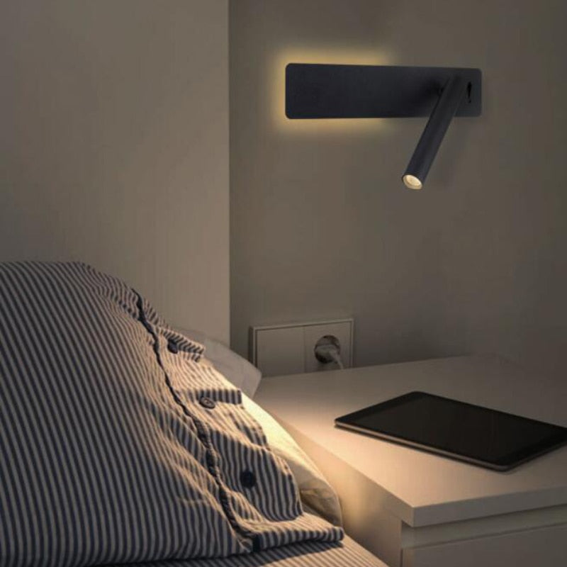 Wall reading light adjustable head LED indoor modern design, matte metal finish