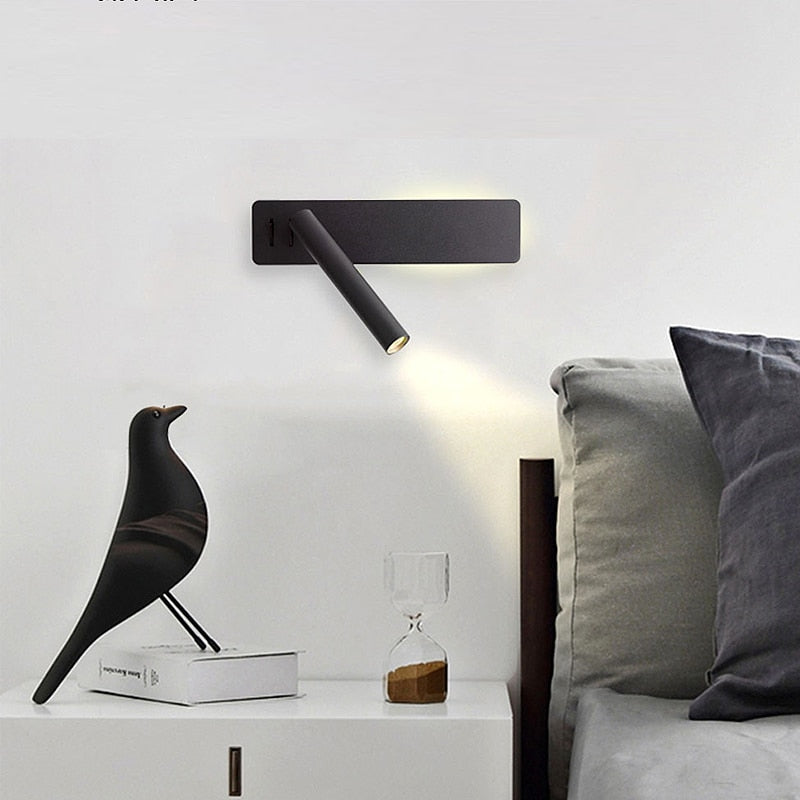 Wall reading light adjustable head LED indoor modern design, matte metal finish