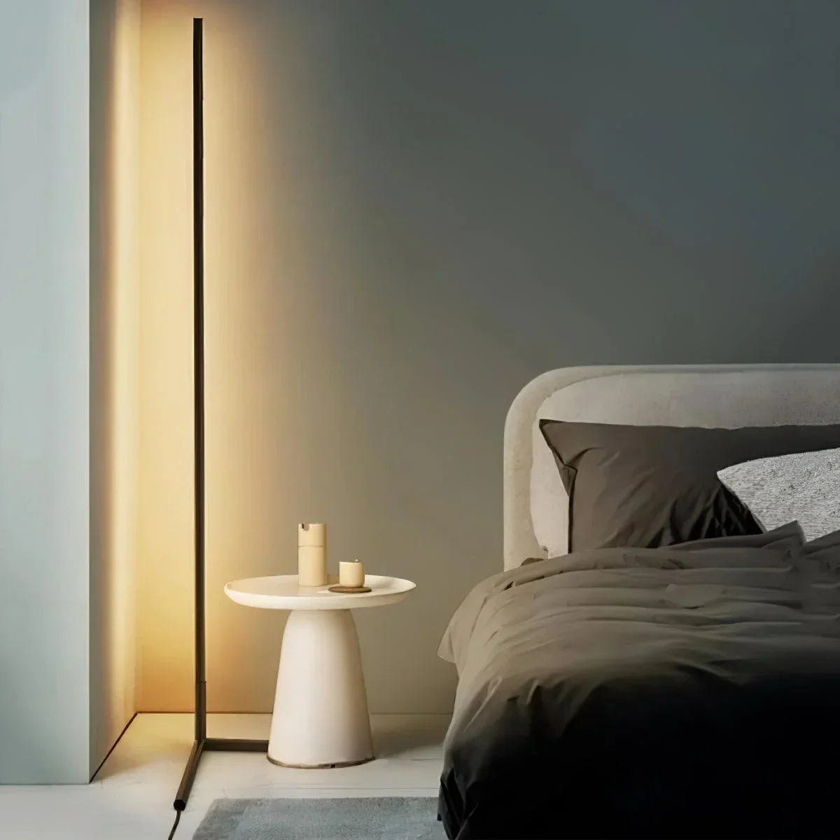Nordic LED floor lamp with remote control, RGB and warm white lighting, 142cm slim design