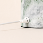 Rechargeable table lamp in ice green marble, cordless dimmable with modular shade