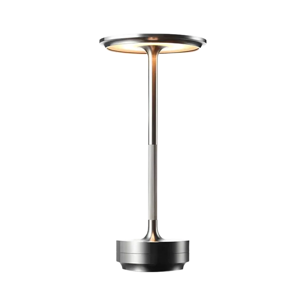 Cordless table lamp brass cone LED rechargeable, modern design