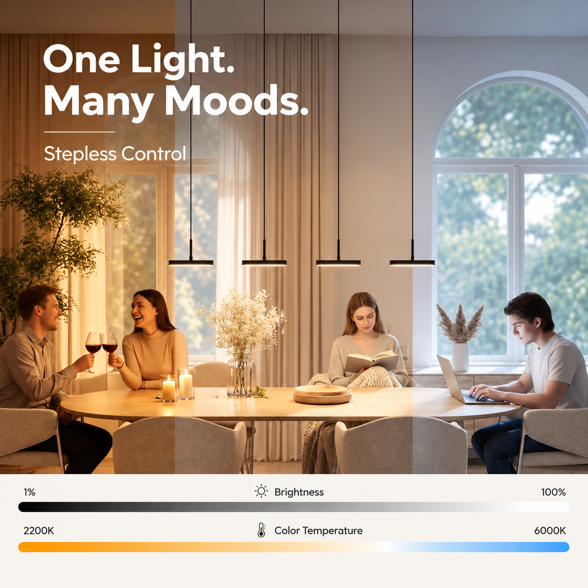 Iris | Pendant Light | Dimmable Warm White, Multi-Light | Smart Home