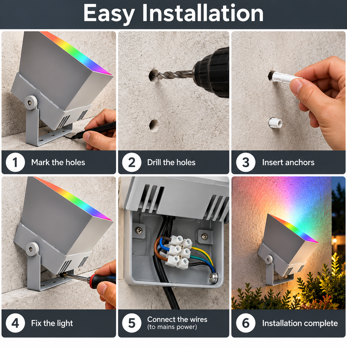 RGB LED Spotlight | Outdoor Waterproof, Garden Landscape | 30W–72W