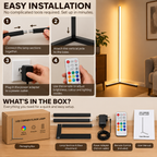 Floor Lamp Indoor | LED Corner Light, RGB, Dimmable | Aluminium