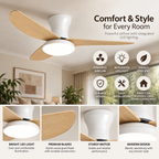 Ceiling Fan with LED Light | High Wind Power, Integrated Indoor Fan