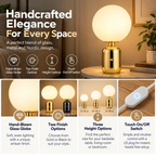 Glass Table Lamp | Hand-Blown, Nordic Style | Gold & Black, E27