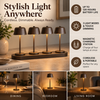 Rechargeable Table Lamps | 4-Pack with Magnetic Charging Station