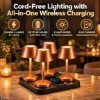 Rechargeable Table Lamps | Copper, Wireless Charging Station | Set of 4