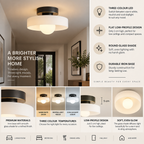 Ceiling Light | Round Glass Shade, Bauhaus LED, 3 Colour Temps