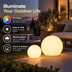 Spherical Garden Light | 16 Colors, Remote Control | Solar & USB, Weatherproof