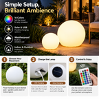 Spherical Garden Light | 16 Colors, Remote Control | Solar & USB, Weatherproof