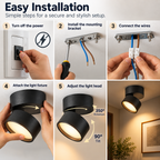 Flush Mount Ceiling Light | Modern LED, Adjustable Head | Aluminum