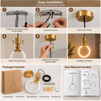 Brass Pendant Light | Minimalist Nordic Kitchen Island Hanging Lamp | Gold Metal