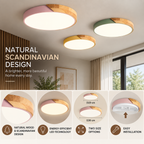 LED Ceiling Light | Scandinavian Wooden Design | AC 220V, D23/D30 cm