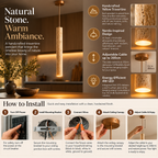 Travertine Pendant Light | Yellow Stone, Nordic, 30cm, 4W LED