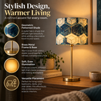 Table Lamp | Geometric Pattern, Brass Metal Base | Warm Light