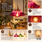 Glass Pendant Light | Bohemian, Warm LED Glow | Copper & Glass