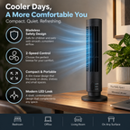 Bladeless Cooling Fan | Portable LED Tower, 2-Speed Desktop
