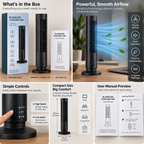 Bladeless Cooling Fan | Portable LED Tower, 2-Speed Desktop