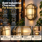 Industrial Style Wall Light | Caged Outdoor Sconce, E27