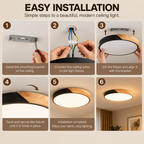 LED Ceiling Light | Scandinavian Wooden Flush Mount | Modern, Cozy Ambiance
