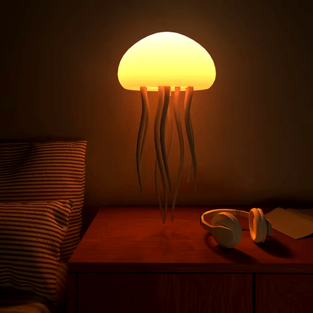 LED jellyfish lamp with RGB color-changing voice-activated night light