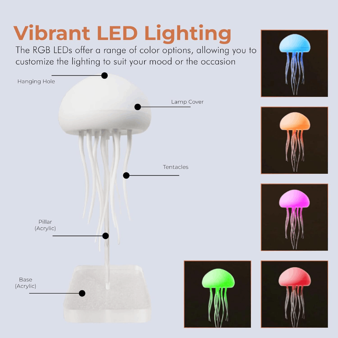 LED jellyfish lamp with RGB color-changing voice-activated night light