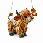 Window Suncatcher Stained Glass Highland Cow Butterfly