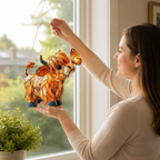 Window Suncatcher Stained Glass Highland Cow Butterfly