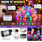 Christmas String Lights 50M Multi Colour LED Outdoor Indoor