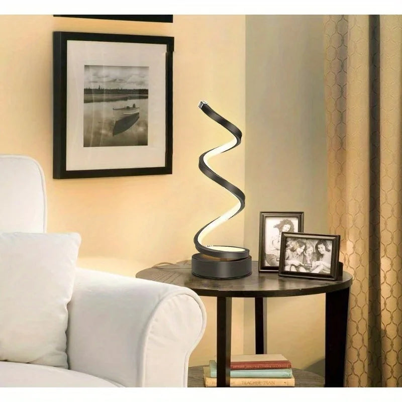 Modern LED Spiral Table Lamp - 3-Color Adjustable - Dimmable