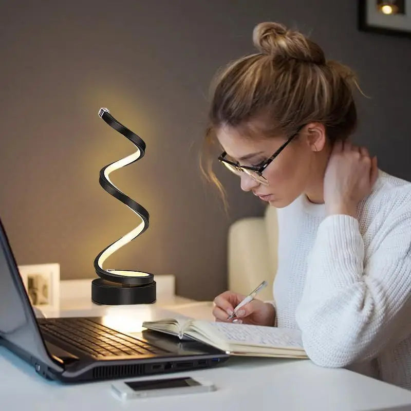 Modern LED Spiral Table Lamp - 3-Color Adjustable - Dimmable