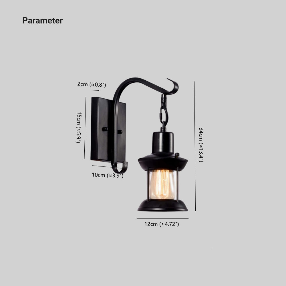 Industrial retro indoor wall lamp with metal body, E27 base, black and bronze finish