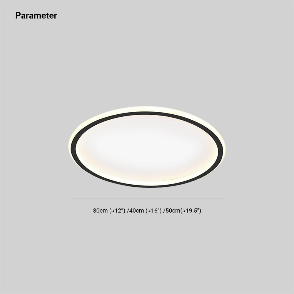 Flush mount ceiling light modern LED round dimmable, metal and acrylic