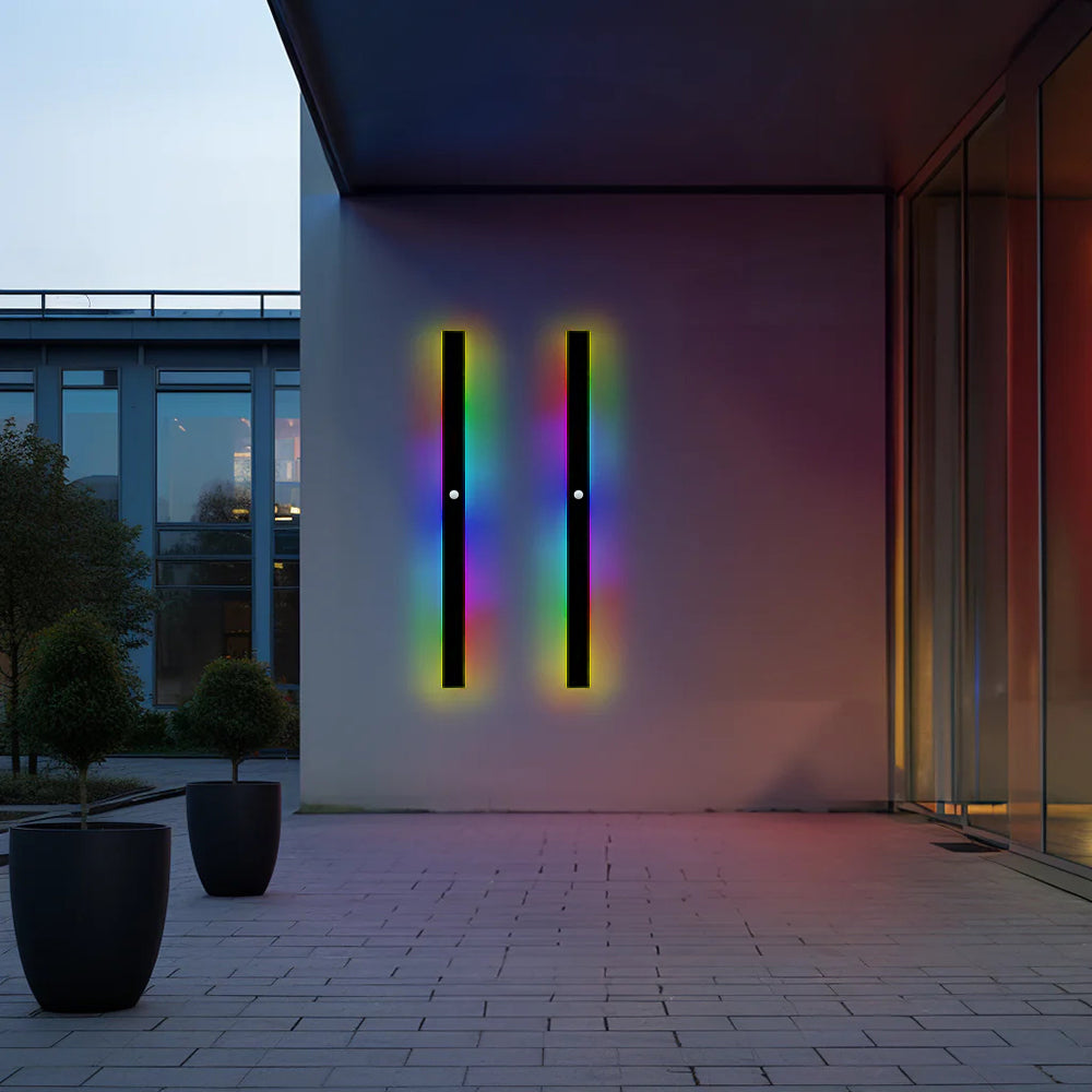 Linear LED outdoor wall lamp black IP65, minimalist design for garden and corridor
