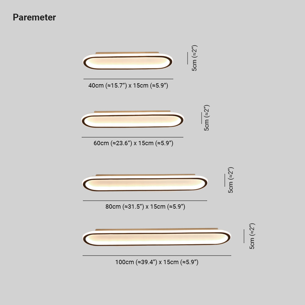LED ceiling light minimalist elliptical metal acrylic in black, gold, rose gold flush mount