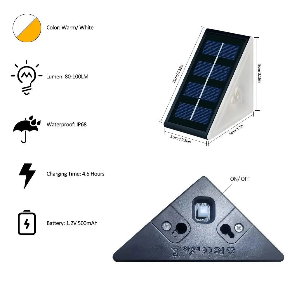 Solar path lights outdoor garden waterproof IP67 dusk-to-dawn auto sensor
